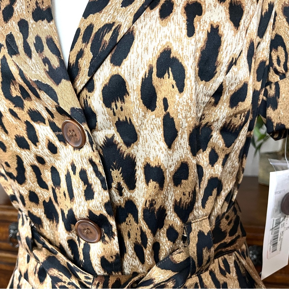 NWT Brown/Black Leopard Print Tie-Waist Top - Picture 5 of 9